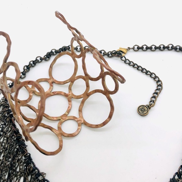 Vintage Fringe Chain Necklace & Modernist Wide Cuff Bracelet - Picture 12 of 16